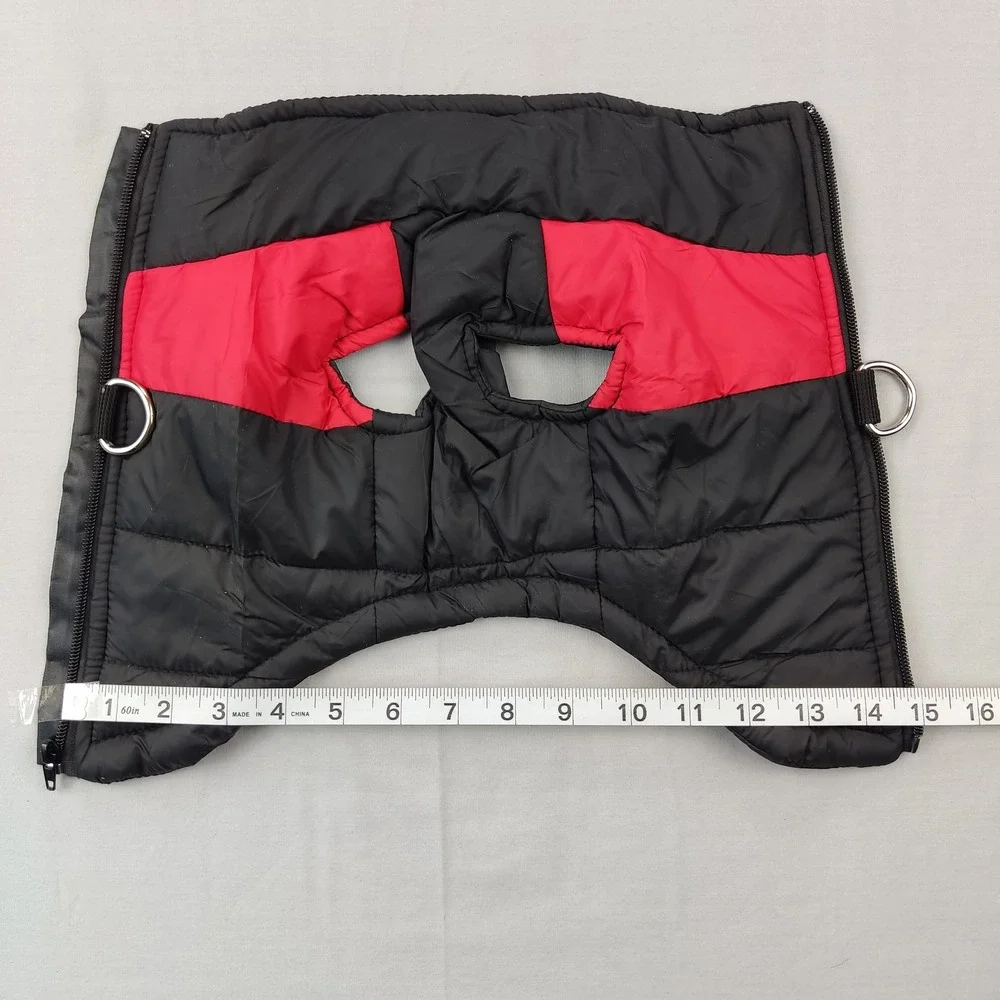 Unbranded Dog Jacket Unisex Medium Black Red Puffer Vest Harness D-Rings Quilted